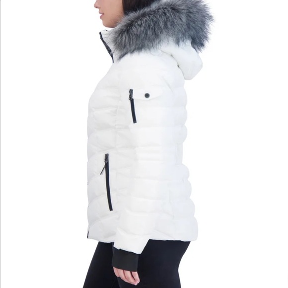 Nautica White Faux Fur Trim Hooded Puffer Coat - Picture 3 of 17